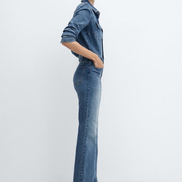 Mango Womens Long Denim Jumpsuit, Size XL - Picture 3 of 5